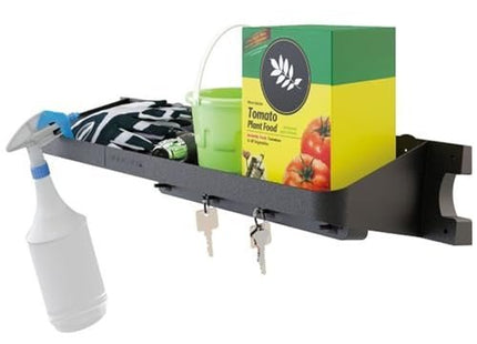 Suncast 25" x 8" x 5.5" Resin Shelf Accessory with Storage Hooks and EZ Bolt Assembly for Select Outdoor Shed Models, Black (2-Pack)