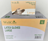 WellCare Natural Latex Powder-Free Disposable Gloves - Case of 1000 (Large)
