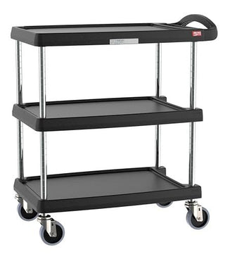 Metro MY2030-24BL myCart Series Black Polymer Utility Cart, 2 Shelf, 35.38 X 34.38 X 23.5-Inch