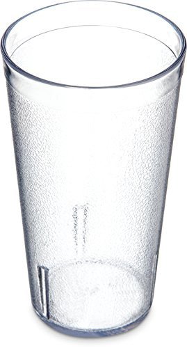 Carlisle FoodService Products Stackable Tumbler Plastic Tumbler with Pebbled Exterior for Restaurants, Catering, Kitchens, Plastic, 16 Ounces, Clear