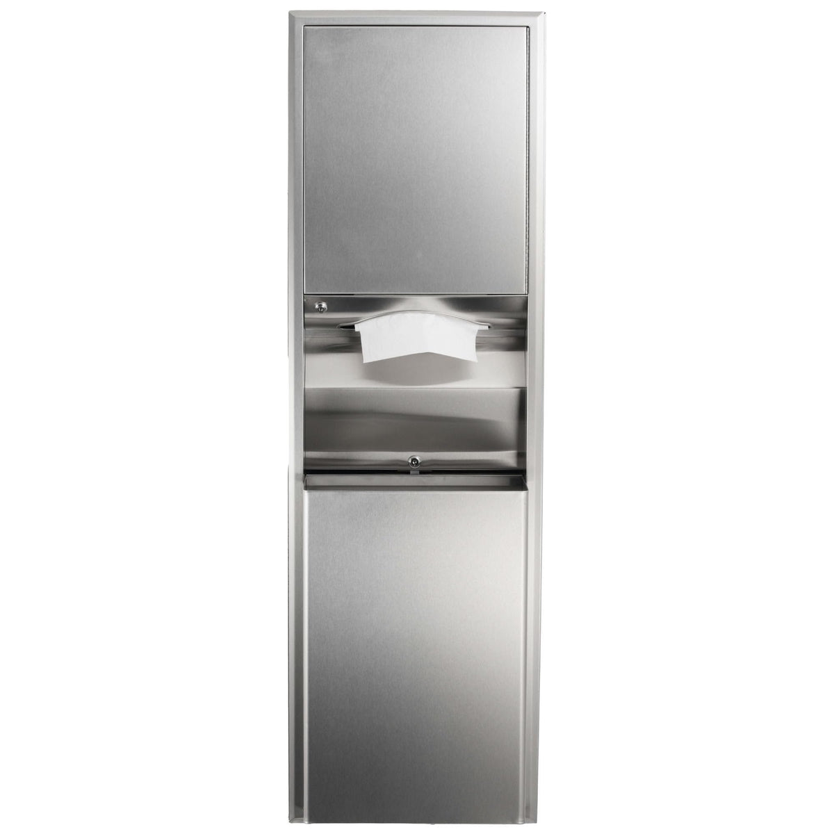Bobrick 3949 ClassicSeries Stainless Steel Surface-Mounted Convertible Paper Towel Dispenser/Waste Receptacle, Satin Finish, 12 Gallon Capacity, 17-1/2" Width x 56-5/16" Height
