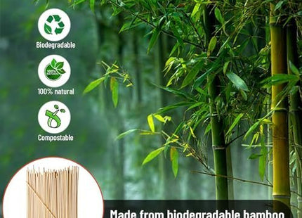 Natural Bamboo Wooden Skewers for BBQ, Shish Kabob, Appetiser, Fruit, Cocktail, Chocolate Fountain, Grilling, Barbecue, Kitchen, Crafting and Party.