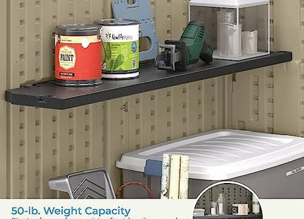 Suncast Horizontal Shed Shelf Kit, Space-Saving Shelf for Horizontal Outdoor Storage Sheds, 50" W x 10.25" D x 1.25" H, Black