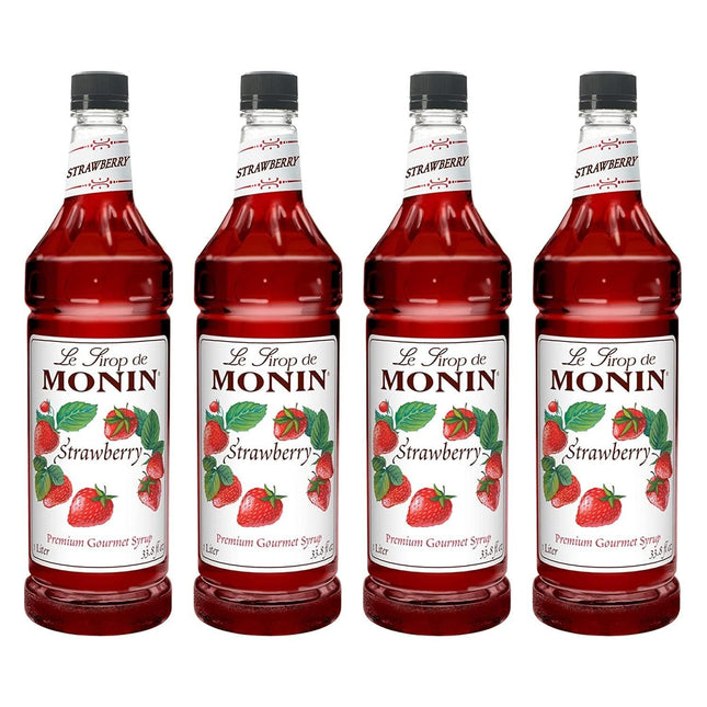 Monin - Strawberry Syrup, Mild and Sweet, Great for Cocktails and Teas, Gluten-Free, Non-GMO (1 Liter, 4-Pack)