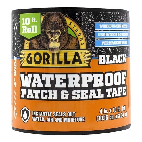 Gorilla Waterproof Patch and Seal Tape 4inch x 10inch Black