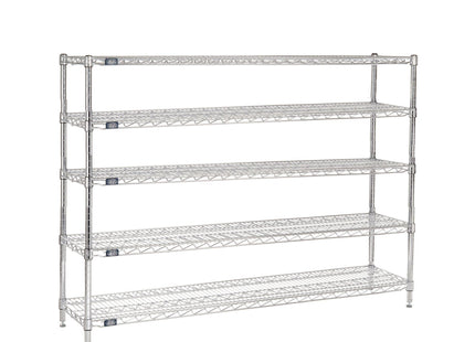 Nexel - 18" x 72" x 86", 5 Tier, NSF Listed Adjustable Wire Shelving, Unit Commercial Storage Rack, Chrome, Leveling feet