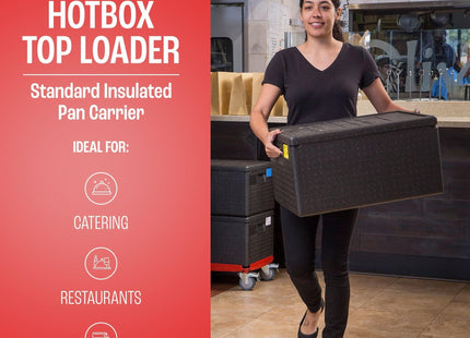 Standard Insulated Pan Carrier & Hot Box Food Warmer for Catering, Restaurants & Deliveries - Lightweight Thermal Container to Keep Food Hot During Transport - Top Loader 8" Deep