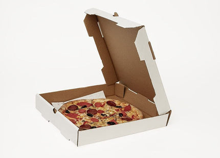 The Online Liquidator 12 inch Pizza Box Bundle of 50 - Premium Plain White Corrugated Cardboard Take Out Delivery Container