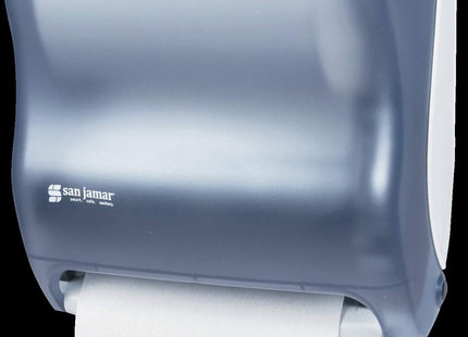 San Jamar Tear-N-Dry Classic Paper Towel Dispenser Dispenses Universal Paper Rolls with Touchless Dispensing for Bathroom, Kitchens, Restaurants, and Cafeterias, Plastic, Arctic Blue