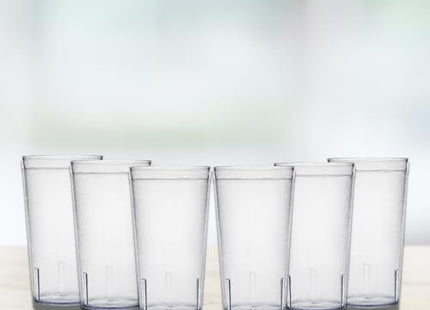 Carlisle FoodService Products Stackable Tumbler Plastic Tumbler with Pebbled Exterior for Restaurants, Catering, Kitchens, Plastic, 16 Ounces, Clear
