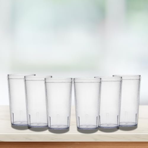 Carlisle FoodService Products Stackable Tumbler Plastic Tumbler with Pebbled Exterior for Restaurants, Catering, Kitchens, Plastic, 16 Ounces, Clear