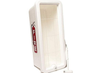 Cato Chief Plastic Fire Extinguisher Cabinet | Wall-Mounted, Rust-Proof, Fire-Retardant | Red or White | Holds 2.5-5 lb. or 10 lb. Extinguishers | Lock & Break Panel | Made in USA