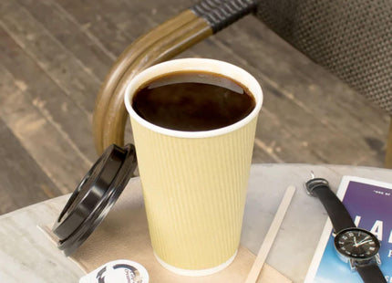 Karat Paper Hot Coffee Cups, Disposable, Leak-Resistant Double Poly-Lined Cups for Hot/Cold Beverages - Ideal for Cafes & Restautants