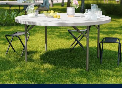 Flash Furniture 5' Round All-Occasion Plastic Folding Event Table for Parties and Trade Shows, Folding Banquet Table for Indoor/Outdoor Events, White