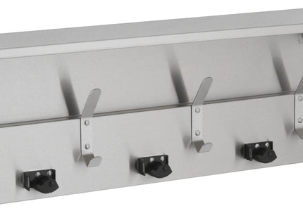 BOBRICK 239X34 Stainless Steel Shelf with Mop and Broom Holders and Hooks, Satin Finish, 34" Length, 13" Height