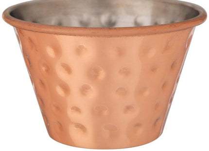 TableTop King 4 oz. Hammered Copper-Plated Stainless Steel Round Sauce Cup - 12/Pack