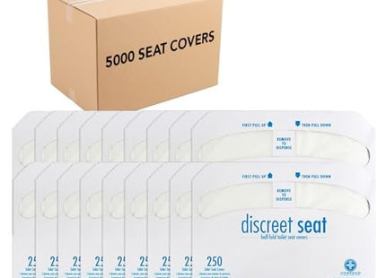 HOSPECO Discreet Seat Half-Fold Toilet Seat Covers, 14.25 X 16.5, White, 250/pack, 20 Packs/carton