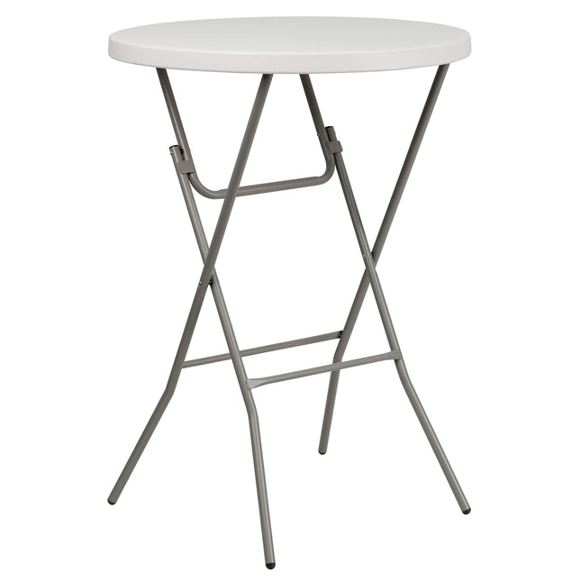 Flash Furniture Kathryn 2.63' Round Folding Bar Height Table for Parties and Commercial Events, Indoor/Outdoor Plastic Bar Height Folding Table, White