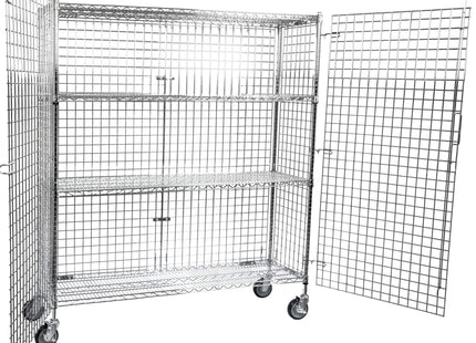TableTop King NSF Mobile Chrome Wire Security Cage Kit - 18" x 60" x 69"