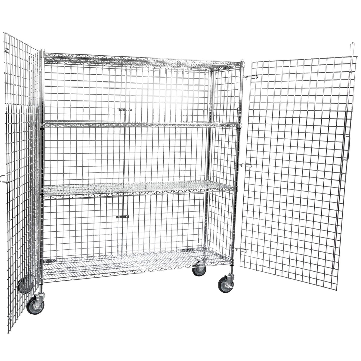TableTop King NSF Mobile Chrome Wire Security Cage Kit - 18" x 60" x 69"