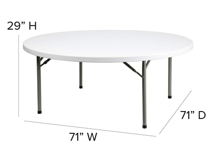 Flash Furniture 5' Round All-Occasion Plastic Folding Event Table for Parties and Trade Shows, Folding Banquet Table for Indoor/Outdoor Events, White