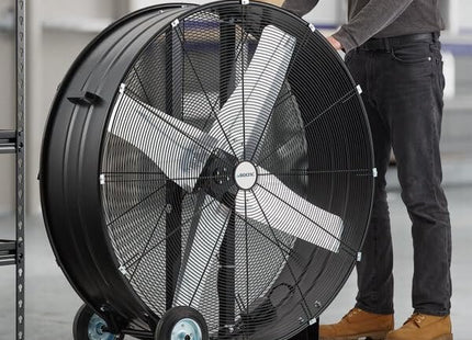 Glownary Industrial Drum Fan, 42-inch, 2-Speed, Powder-Coated Black, 2/3 HP, 120V