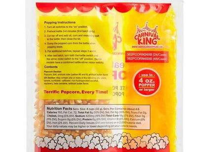 Carnival King: Popcorn Kernels for Popcorn Machine, Popcorn Packets, Bulk Popcorn, 4oz Packs (CASE of 24) - Popcorn Machine Supplies, popcorn maker kit popcorn kernels all in one popcorn packs