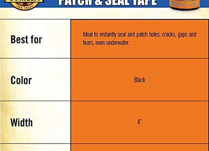 Gorilla Waterproof Patch and Seal Tape 4inch x 10inch Black