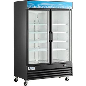 Glass Door Merchandiser Refrigerator, 53 inch, Black, LED Lighting, Swing Door