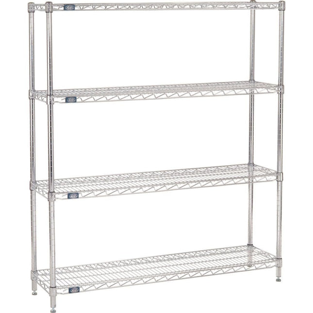 Nexel 30" x 72" x 54", 4 Tier Adjustable Wire Shelving Unit, NSF Listed Commercial Storage Rack, Chrome Finish, leveling feet
