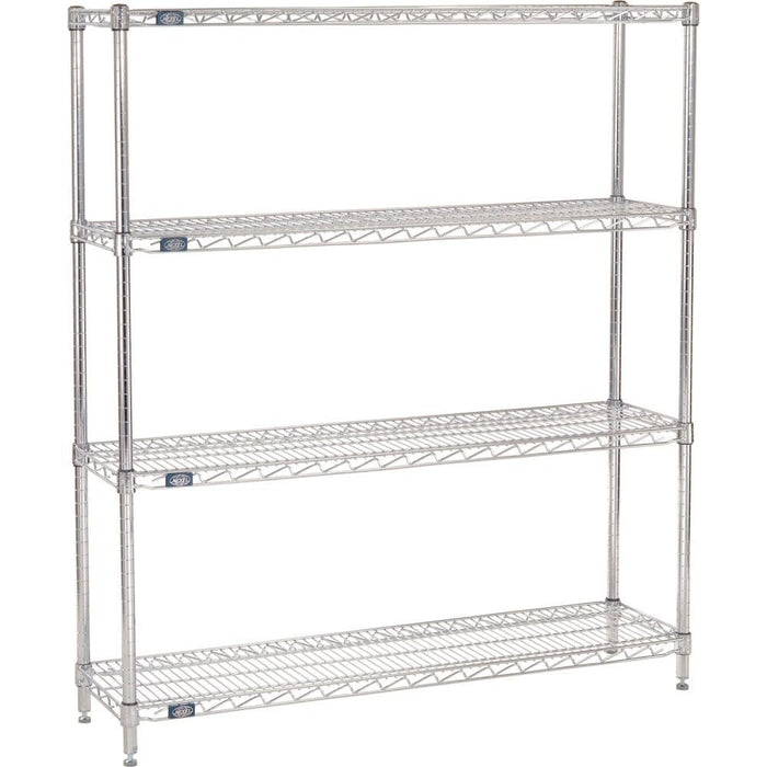 Nexel 30" x 72" x 54", 4 Tier Adjustable Wire Shelving Unit, NSF Listed Commercial Storage Rack, Chrome Finish, leveling feet