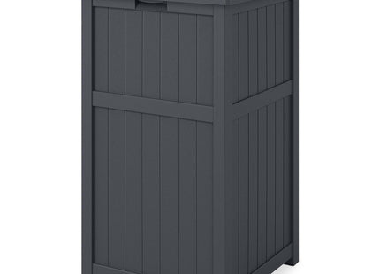 Suncast 30-Gallon Durable Hideaway Trash Waste Bin Container for Outdoor with Solid Bottom Panel and Latching Lid