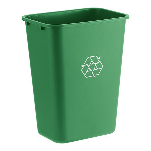 41 Qt. / 10 Gallon Green Rectangular Recycling Wastebasket
