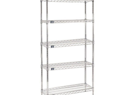 Nexel Adjustable Wire Shelving Unit, 5 Tier, Commercial Dry Storage Rack,