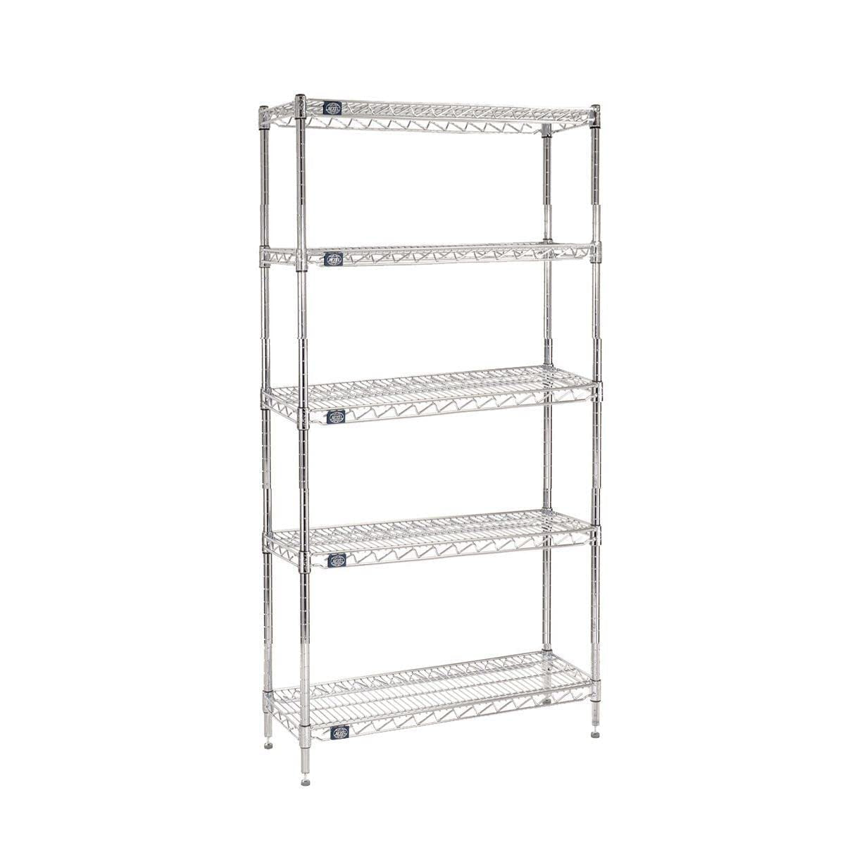 Nexel Adjustable Wire Shelving Unit, 5 Tier, Commercial Dry Storage Rack,