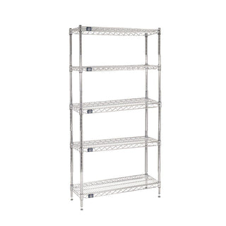 Nexel Adjustable Wire Shelving Unit, 5 Tier, Commercial Dry Storage Rack,