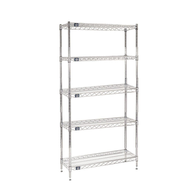 Nexel Adjustable Wire Shelving Unit, 5 Tier, Commercial Dry Storage Rack,