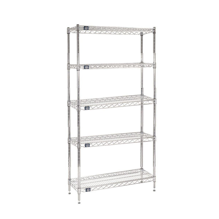 Nexel Adjustable Wire Shelving Unit, 5 Tier, Commercial Dry Storage Rack,