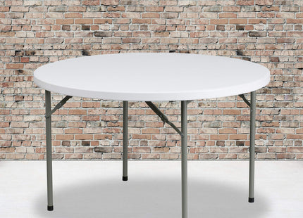 Flash Furniture 5' Round All-Occasion Plastic Folding Event Table for Parties and Trade Shows, Folding Banquet Table for Indoor/Outdoor Events, White