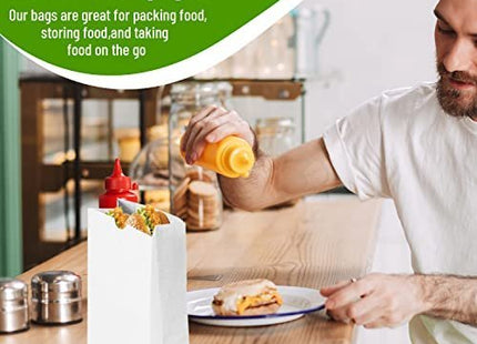 Glownary - White Paper Bags for Lunch, Craft, or Takeout. (8 LB, 500 Count - White)