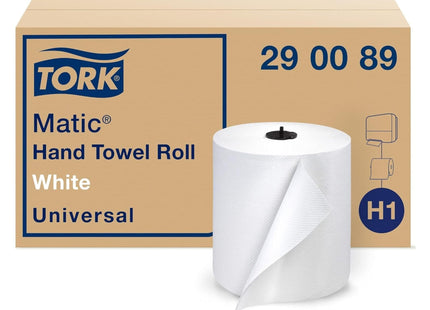 Tork Matic Advanced Paper Towel Roll H1, Paper Hand Towel 290089, 100% Recycled Fiber, High Absorbing, High Capacity 1-Ply, White - 6 Rolls x 700 ft