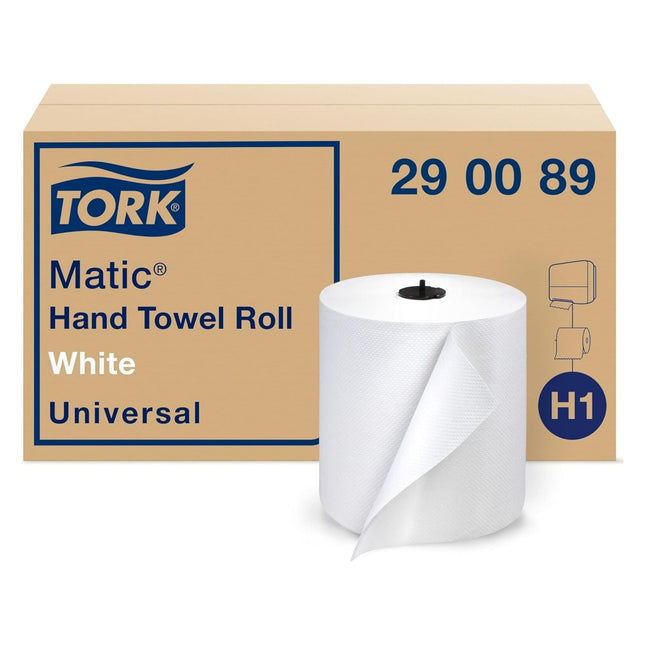 Tork Matic Advanced Paper Towel Roll H1, Paper Hand Towel 290089, 100% Recycled Fiber, High Absorbing, High Capacity 1-Ply, White - 6 Rolls x 700 ft