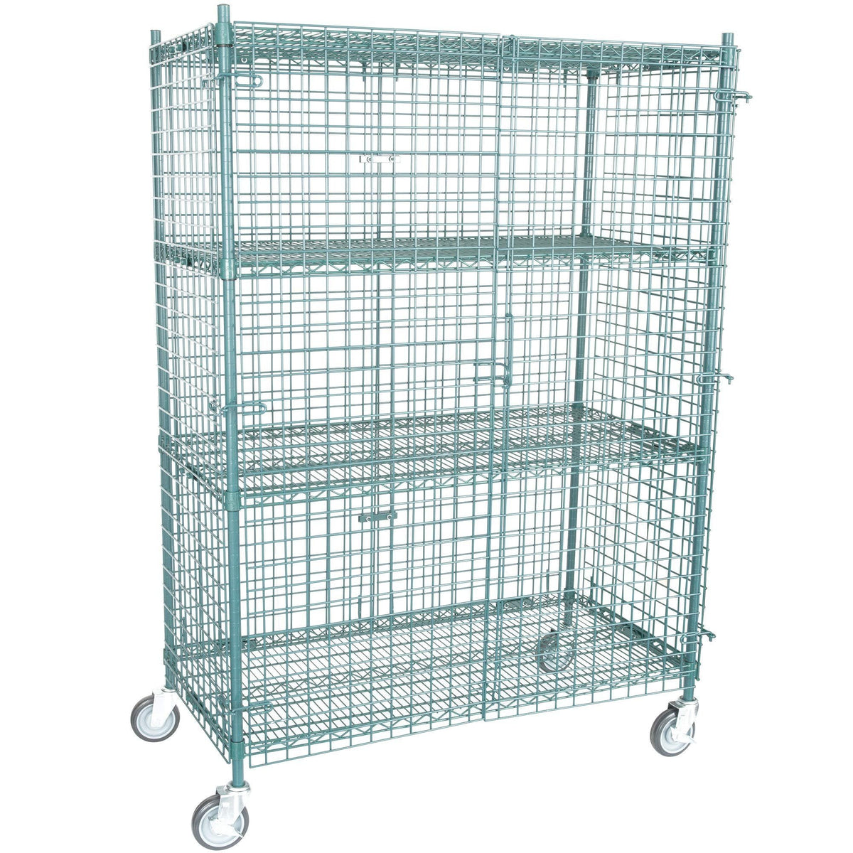 TableTop King NSF Mobile Green Wire Security Cage Kit - 24" x 48" x 69"