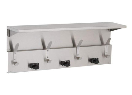 BOBRICK 239X34 Stainless Steel Shelf with Mop and Broom Holders and Hooks, Satin Finish, 34" Length, 13" Height