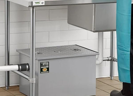 Commercial Grease Trap, 30 lb Capacity, 15 GPM Flow Rate, 2 inch Connections By Glownary