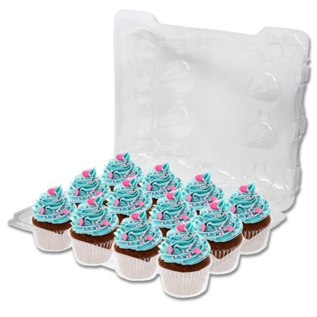 Glownary DFI High Dome Cupcake Container, LBN-9812, Clear Hinged Lid, 12 Compartments | 100/Case By Detroit Forming