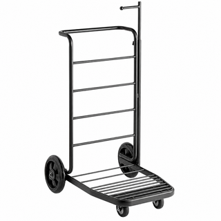 Black Luggage Cart with Adjustable Garment Rail, 16 Gauge Stainless Steel, 37 1/2" x 23 1/2" x 73" - main