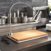Avantco Carving Station Kit with 39" Stainless Steel Heat Lamp, Cutting Board, and Drip Pan - 120V, 250W - lifestyle