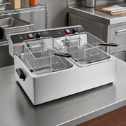 MainStreet Equipment F20E 20 lb. Dual Tank Electric Countertop Fryer - 110V, 3,300W - lifestyle