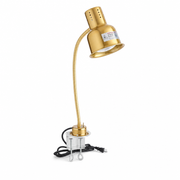 Avantco HL24GDC 24" Gold Single Arm Stainless Steel Heat Lamp with Avantco PCLMPSS Stainless Steel Clamp - 120V, 250W - main